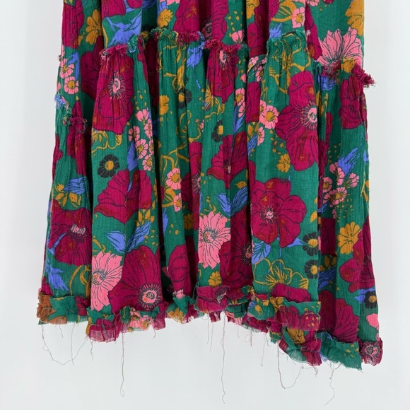 Free People In The Moment Dress Oversized Boho Floral Green Floral Print M - Picture 10 of 15